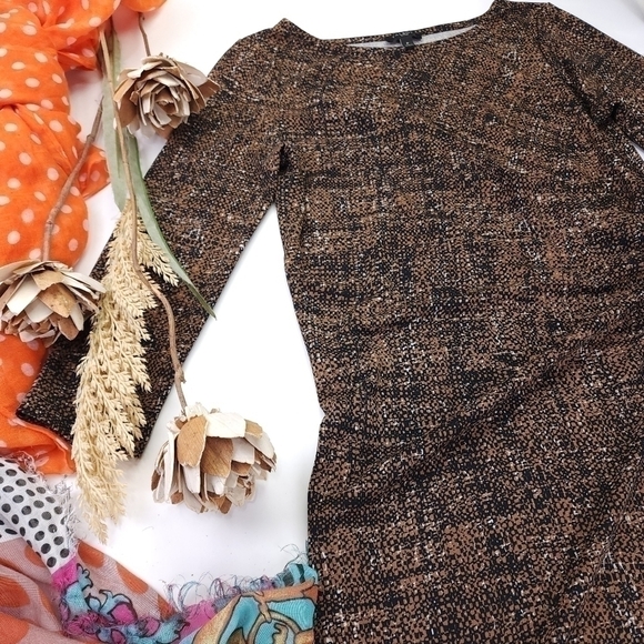 TALBOTS Petites Brown Partial Wrap Dress Sz P 0-2 - Picture 8 of 11